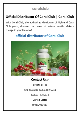 Official Distributor Of Coral Club
