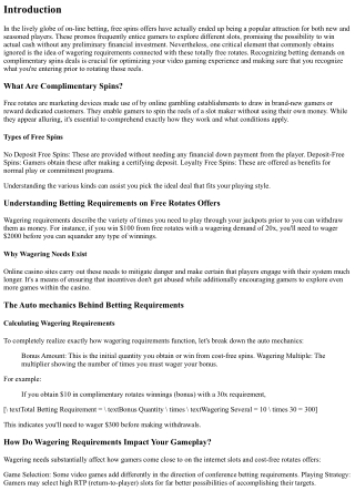 Recognizing Betting Requirements on Free Spins Offers