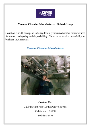 Vacuum Chamber Manufacturer Gnb-kl Group