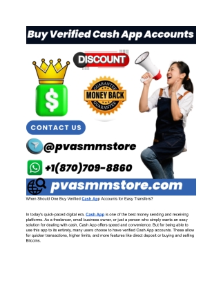 When Should One Buy Verified Cash App Accounts for Easy Transfers