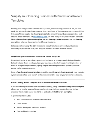 Simplify Your Cleaning Business with Professional Invoice Templates