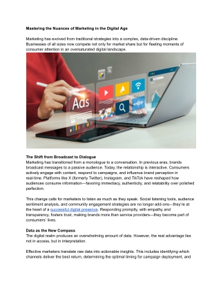 Mastering the Nuances of Marketing in the Digital Age