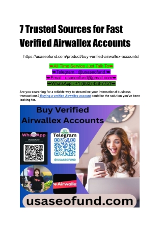 7 Trusted Sources for Fast Verified Airwallex Accounts