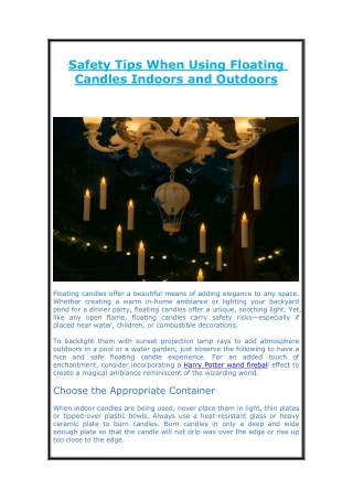 Safety Tips When Using Floating Candles Indoors and Outdoors