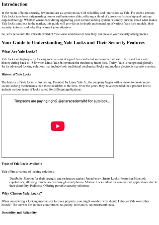 Your Guide to Understanding Yale Locks and Their Security Features