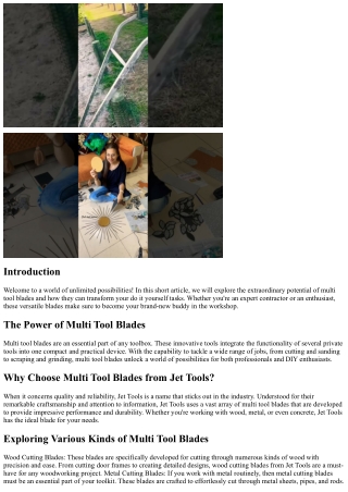 Unlocking the Potential of Multi Tool Blades: Limitless Possibilities within you
