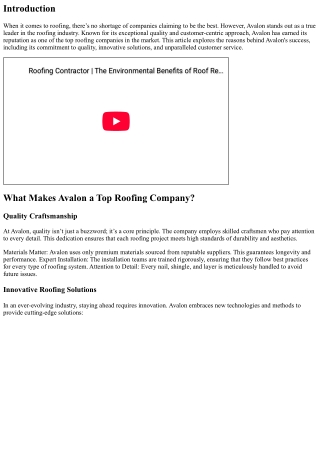 Discover Why Avalon is a Leader in the Roofing Industry