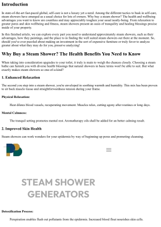 Why Buy a Steam Shower? The Health Benefits You Need to Know