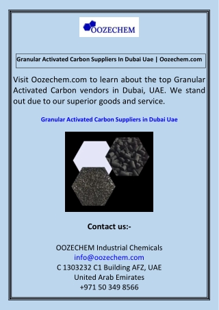 Granular Activated Carbon Suppliers In Dubai Uae Oozechem.com