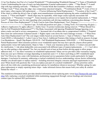 Can You Replace Just Part of a Cracked Windshield?