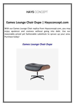 Eames Lounge Chair Dupe  Haysconcept.com