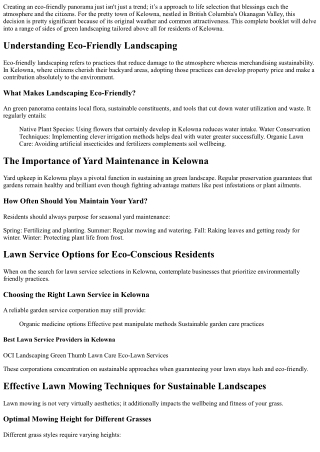 “Creating an Eco-Friendly Landscape: Tips for Residents of Kelowna”