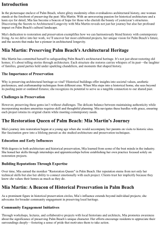“Discovering the Secrets to Architectural Longevity with Mia Martin”