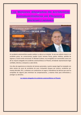Los Mejores Abogados de Accidentes Automovilísticos en Phoenix – Michael Cordova