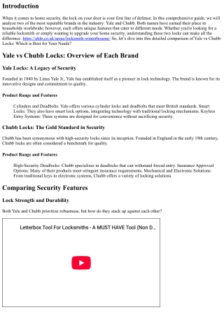 Yale vs Chubb Locks: Which is Best for Your Needs?