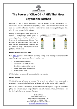 The Power of Olive Oil - A Gift That Goes Beyond the Kitchen