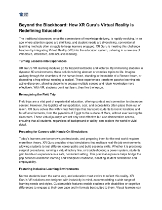 Beyond the Blackboard How XR Guru’s Virtual Reality is Redefining Education