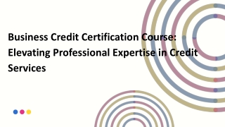 Business Credit Certification Course Elevating Professional Expertise in Credit Services