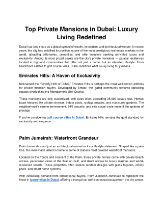 Top Private Mansions in Dubai_ Luxury Living Redefined