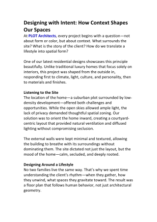 Architecture That Listens – PLOT’s Design Philosophy