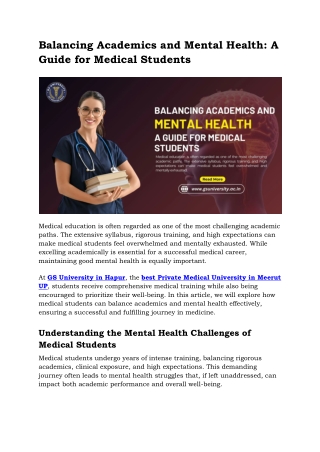 balancing academics and mental health a guide for medical students
