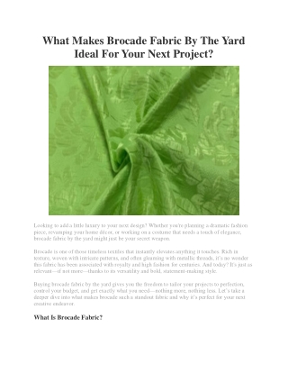 Brocade Fabric By The Yard