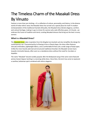 The Timeless Charm of the Masakali Dress By Vinusto