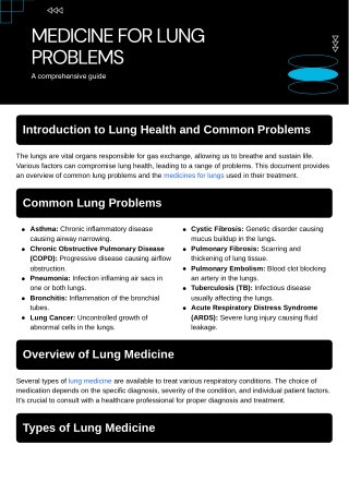 Comprehensive Guide to Lung Problems: Causes, Symptoms, and Best Medicines