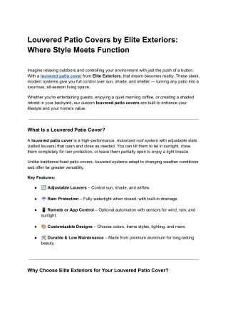 Louvered Patio Covers by Elite Exteriors_ Where Style Meets Function