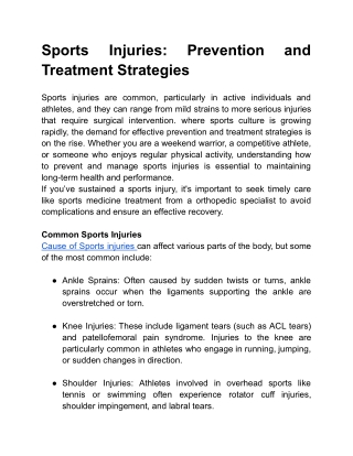Sports Injuries_ Prevention and Treatment Strategies