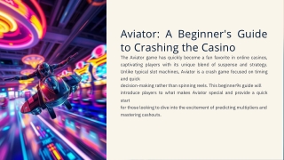 Aviator A Beginners Guide to Crashing the Casino