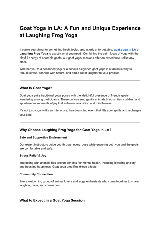 Goat Yoga in LA_ A Fun and Unique Experience at Laughing Frog Yoga