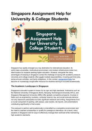 Singapore Assignment Help for University & College Students