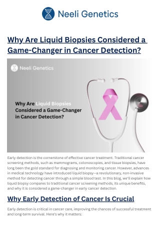 Why Are Liquid Biopsies Considered a Game-Changer in Cancer Detection