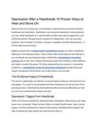 Depression After a Heartbreak 10 Proven Ways to Heal and Move On