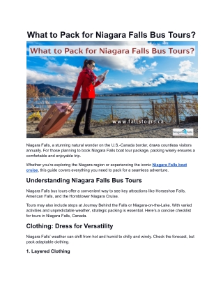 What to Pack for Niagara Falls Bus Tours?