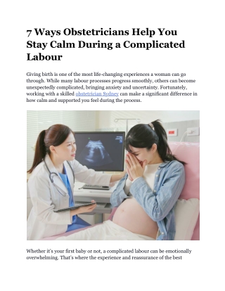 7 Ways Obstetricians Help You Stay Calm During a Complicated Labour