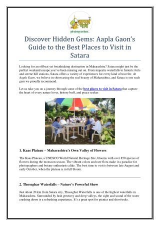 Top 10 Best Places to Visit in Satara by Aapla Gaon – A Local's Guide