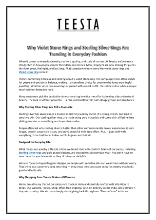 Why Violet Stone Rings and Sterling Silver Rings Are Trending in Everyday Fashion