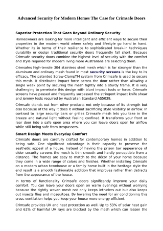 Advanced Security for Modern Homes The Case for Crimsafe Doors