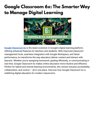 Mastering Google Classroom 6x: A Smarter Way to Teach and Learn