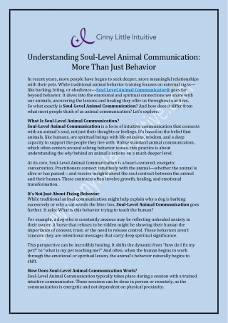 Unlocking the Heart of Soul-Level Animal Communication