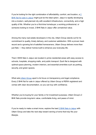 2 BHK Flat for Sale in Jaipur | Buy 2 BHK Flats in Jaipur – Uttam Group