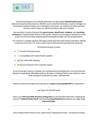 S&S Electrical Supply - PDF backlinks