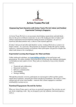 Empowering Team Dynamics with Action Teams