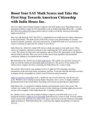 Boost SAT Math Scores, Take the American Citizenship