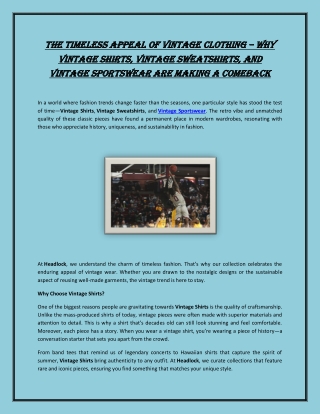 The Timeless Appeal of Vintage Clothing – Why Vintage Shirts, Vintage Sweatshirt