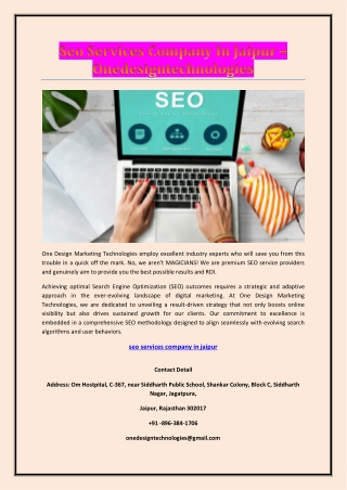 Seo Services Company In Jaipur - Onedesigntechnologies