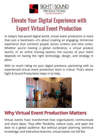 Virtual Event Production Experts – Sight & Sound Productions