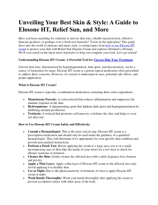 A Guide to Elosone HT, Relief Sun, and More